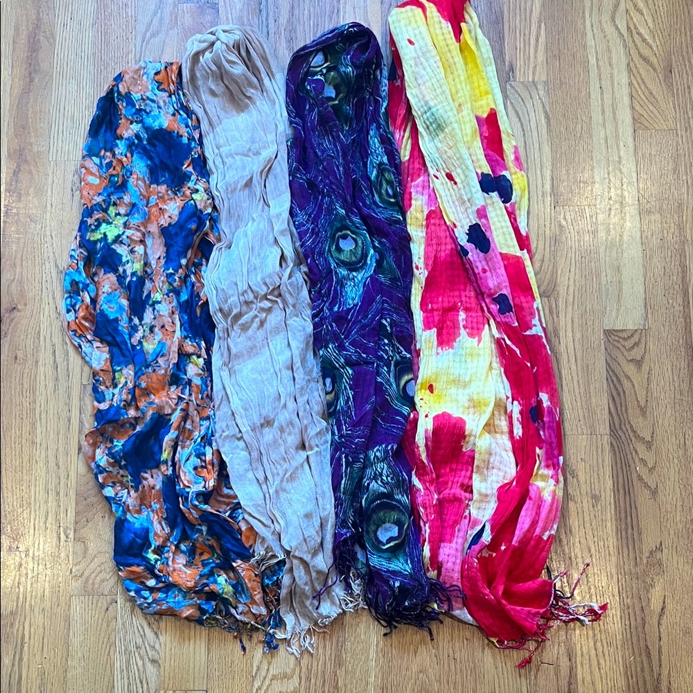 Colorful Patterned Scarves Set of 4